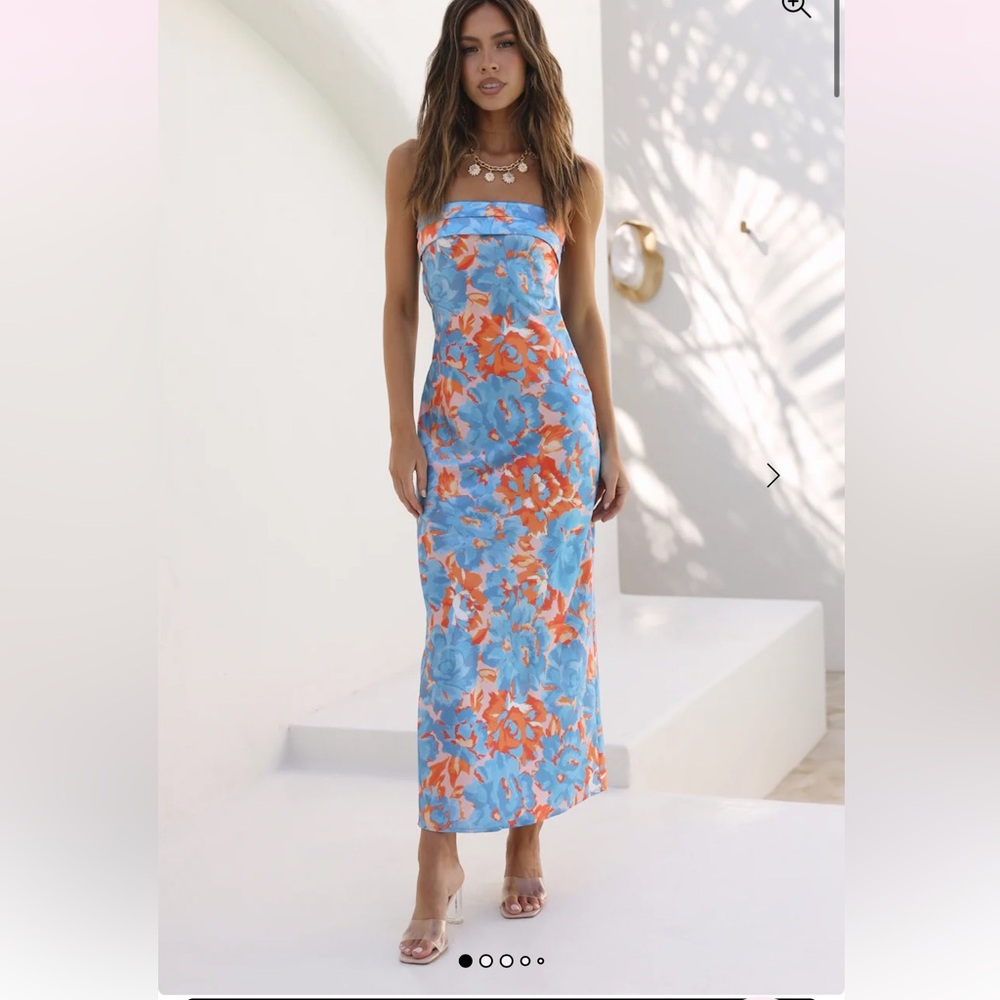 Hello Molly Blue & Orange Floral Maxi Dress